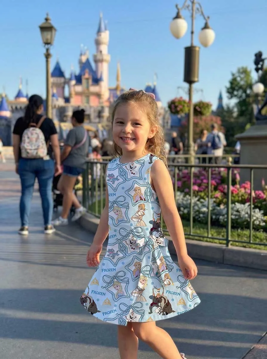 Girls Disney Elsa and Friends Blue Bow Tennis Dress Skirt, Family Matching Outfit - Image 9