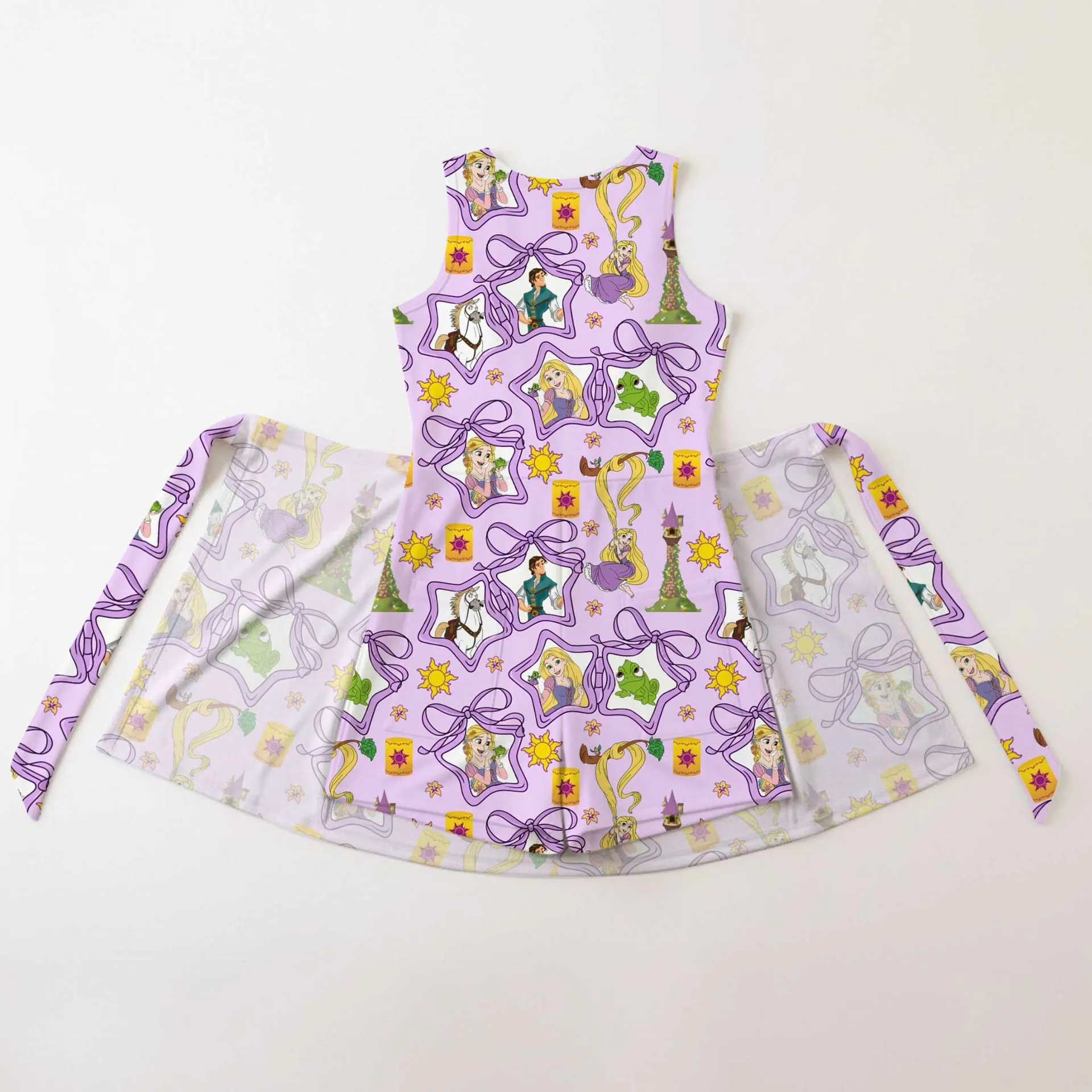 Girls Disney Tangled Purple Bow and Stars Tennis Dress Skirt, Family Matching Outfit - Image 2