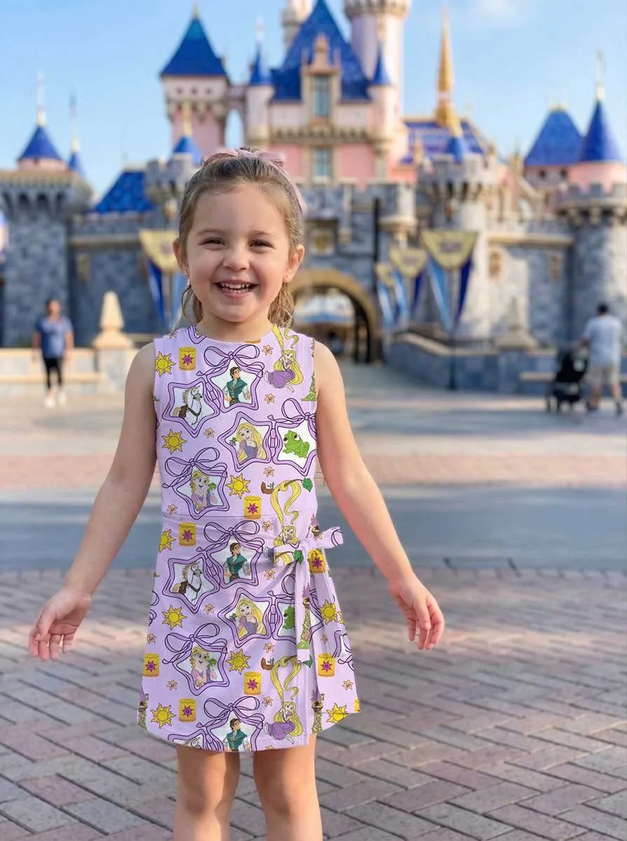 Girls Disney Tangled Purple Bow and Stars Tennis Dress Skirt, Family Matching Outfit - Image 8