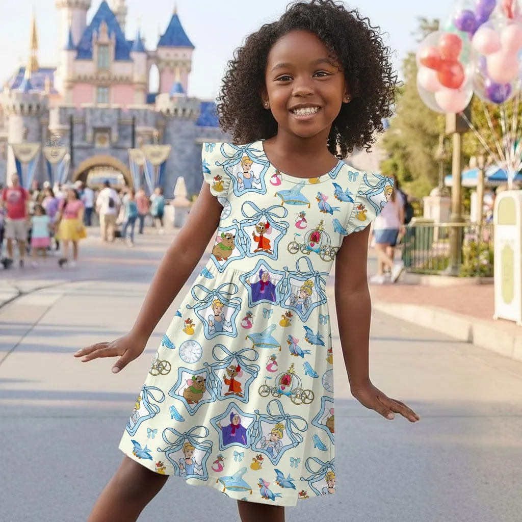 Disney Princess Cinderella Star Pattern Mommy & Me Dress, Mama Mini Family Matching Outfit - Image 7