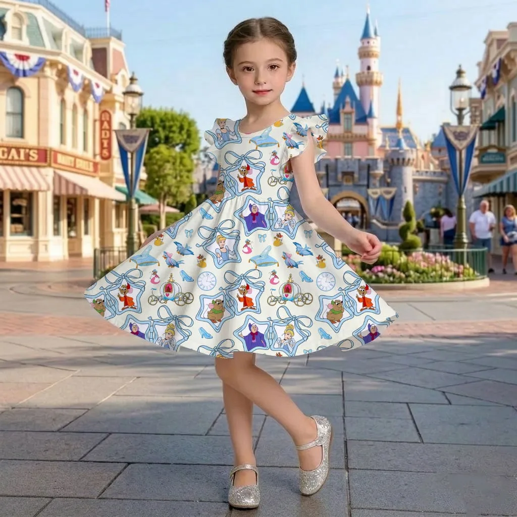 Disney Princess Cinderella Star Pattern Mommy & Me Dress, Mama Mini Family Matching Outfit - Image 6