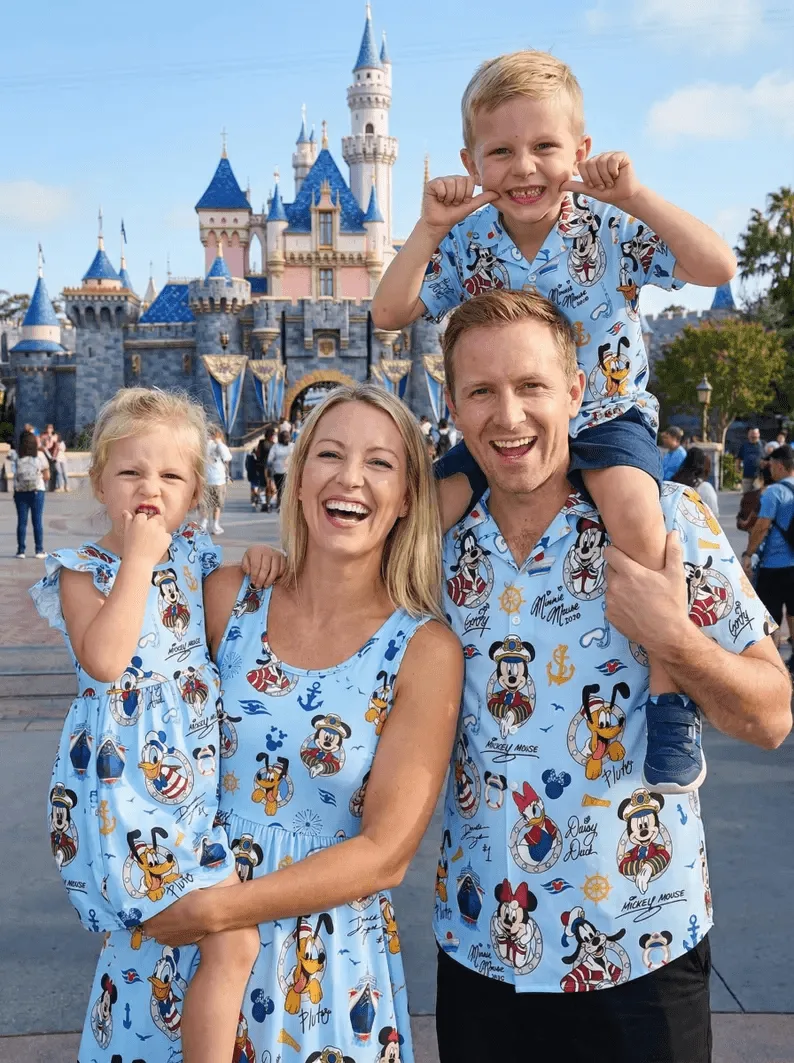 Disney Mickey And Friends Cruise Ship And Dress Shirt, Family Matching Vacation Outfit