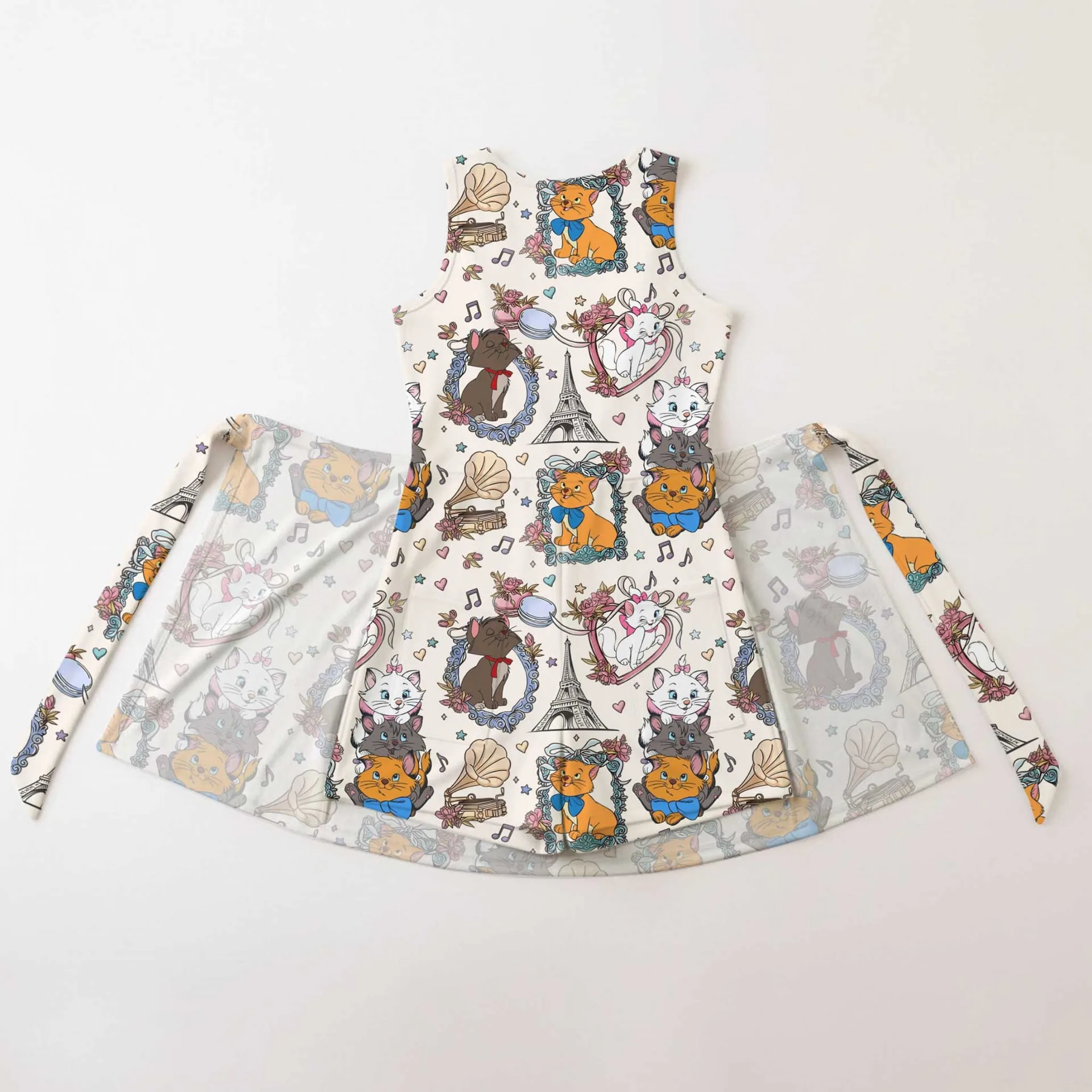 Girls Disney Marie Aristocats Eiffel Tower Tennis Dress Skirt, Family Matching Outfit - Image 2