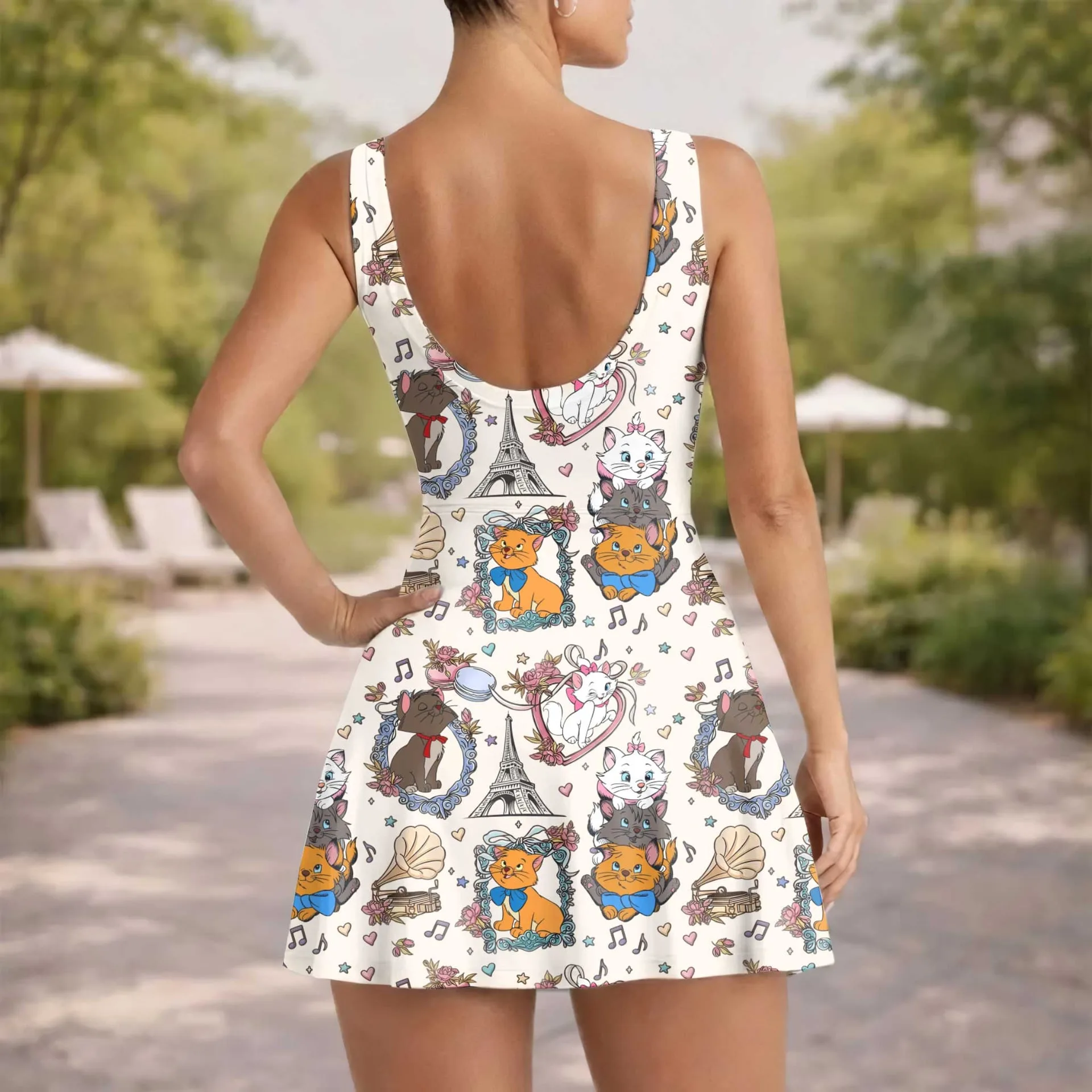 Girls Disney Marie Aristocats Eiffel Tower Tennis Dress Skirt, Family Matching Outfit - Image 5