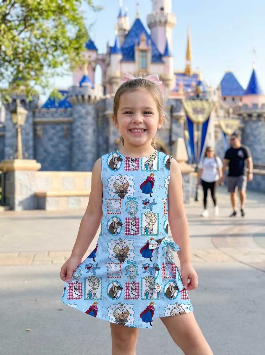 Girls Disney Elsa Frozen Blue Princess Tennis Dress Skirt, Family Matching Outfit - Image 6