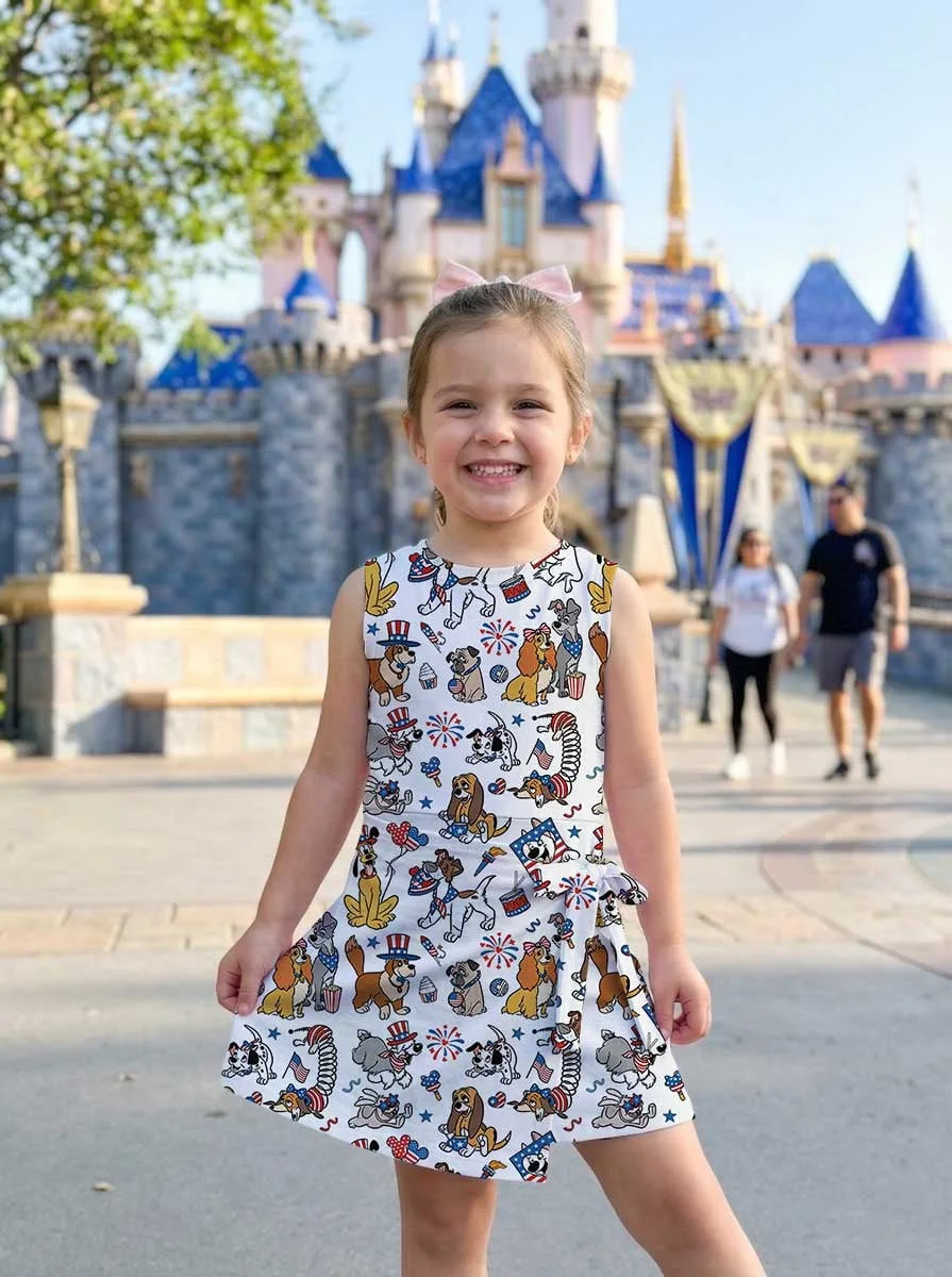 Girls Disney Dogs 4th of July Patriotic Stripe Tennis Dress Skirt, Family Matching Independence Day Outfit - Image 7