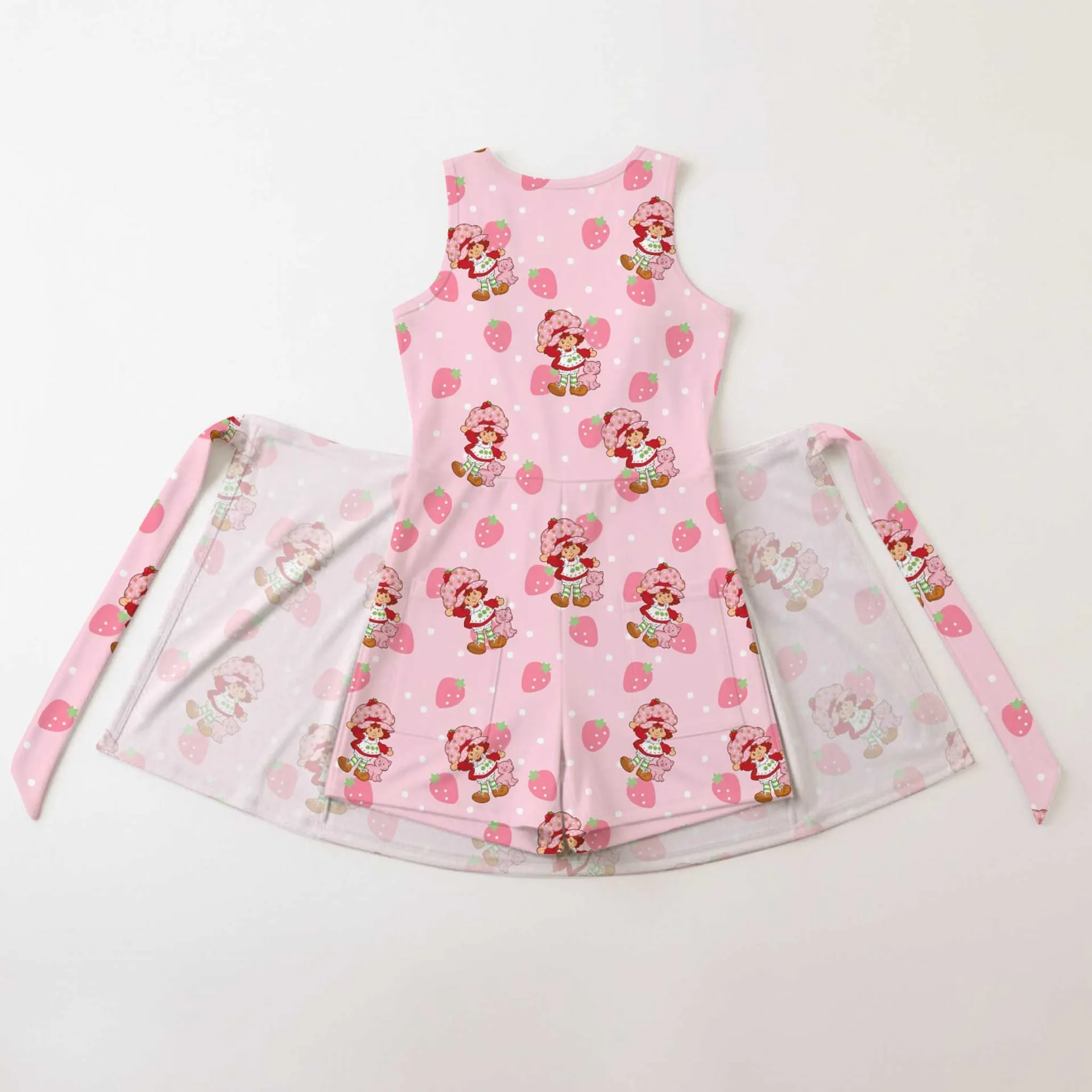 Girls Strawberry Shortcake Pink Strawberry Print Tennis Dress Skirt, Family Matching Outfit - Image 2