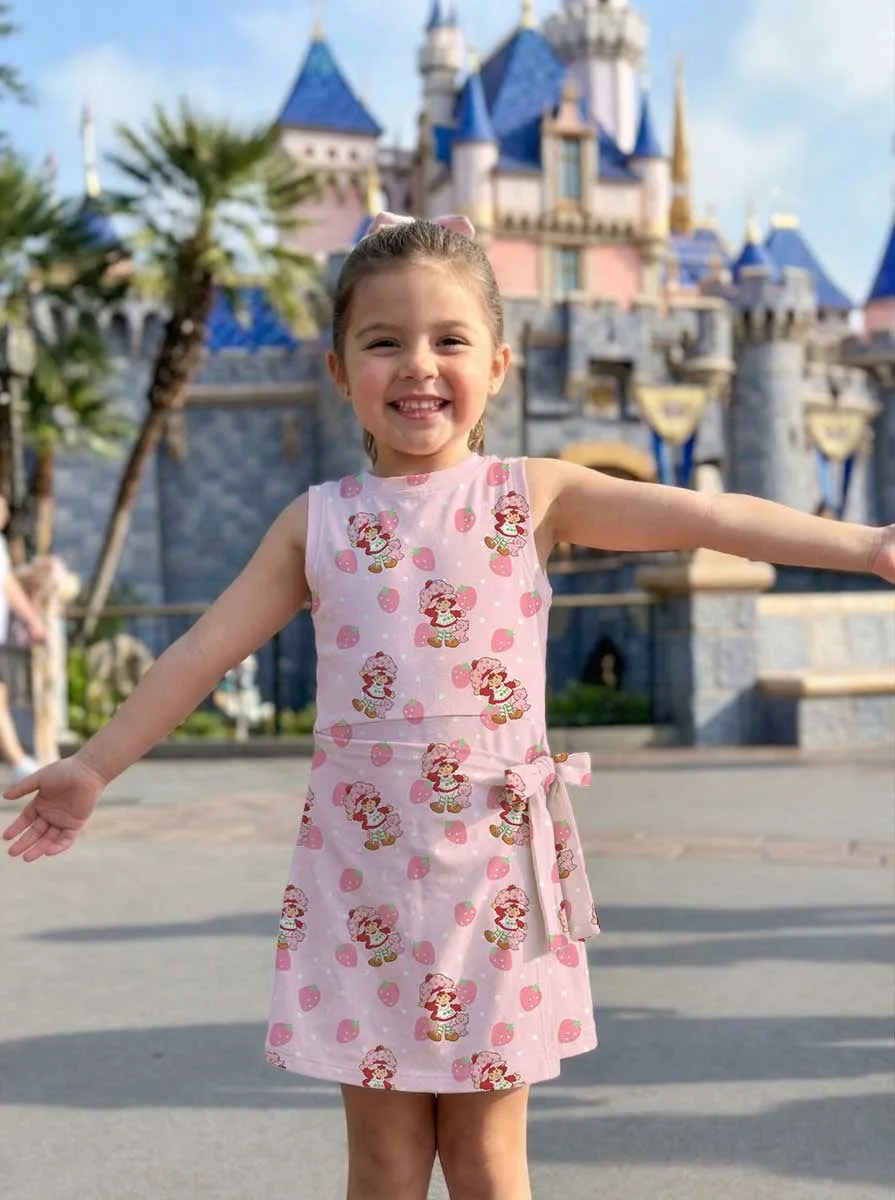 Girls Strawberry Shortcake Pink Strawberry Print Tennis Dress Skirt, Family Matching Outfit - Image 8