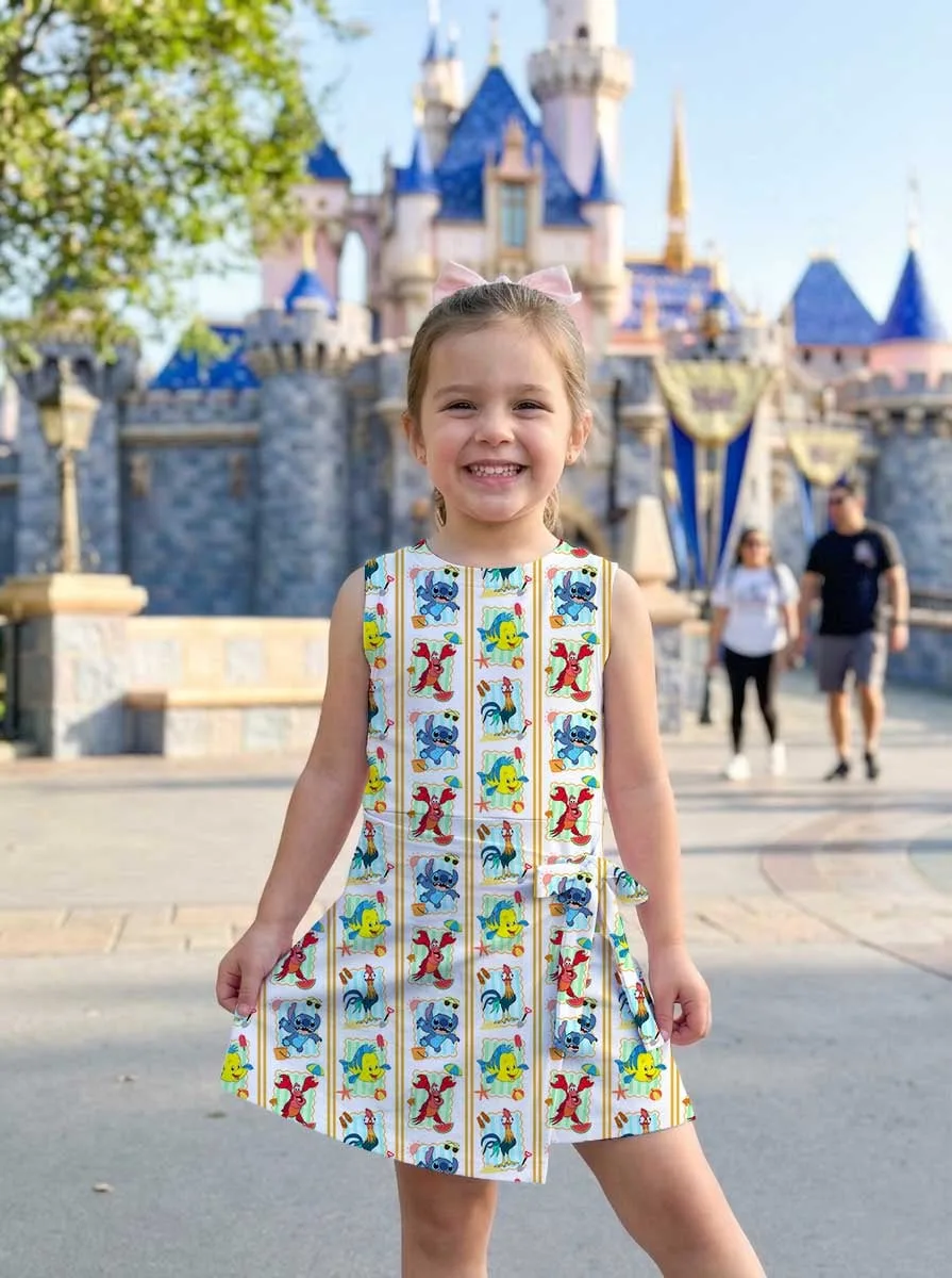 Girls Disney Ariel The Little Mermaid Stripe Tennis Dress Skirt, Family Matching Outfit - Image 7
