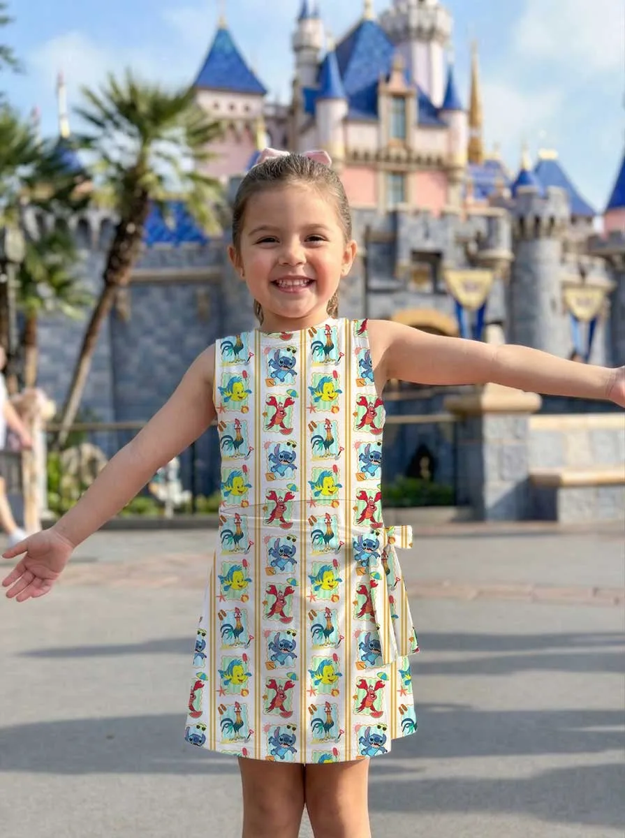Girls Disney Ariel The Little Mermaid Stripe Tennis Dress Skirt, Family Matching Outfit - Image 6