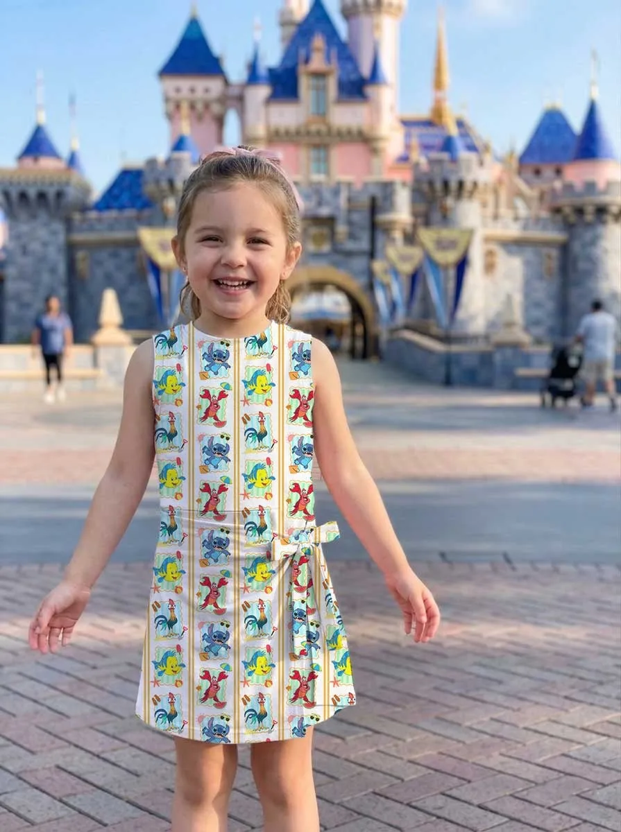 Girls Disney Ariel The Little Mermaid Stripe Tennis Dress Skirt, Family Matching Outfit - Image 9