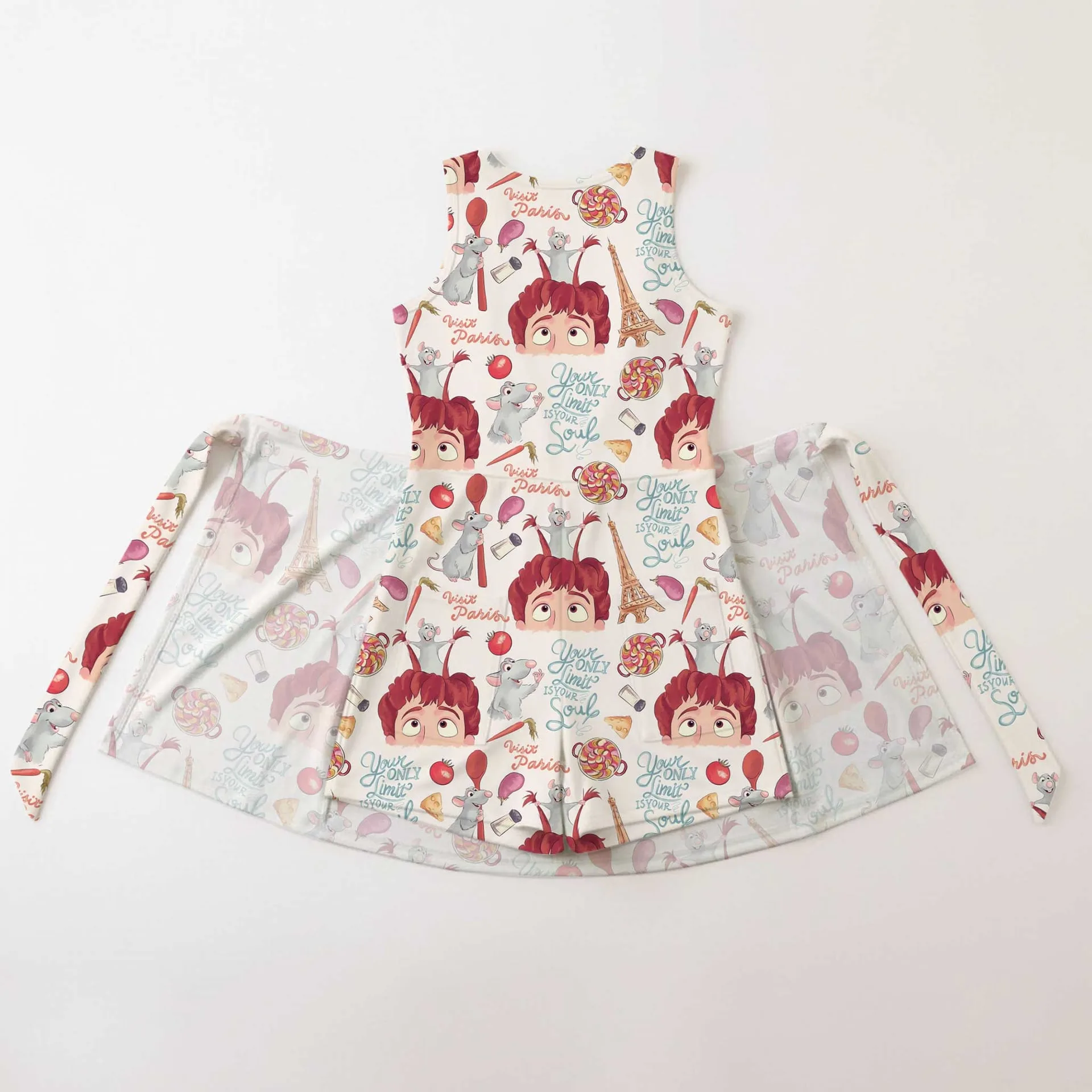 Girls Disney Ratatouille Paris Tennis Dress Skirt, Family Matching Outfit - Image 2