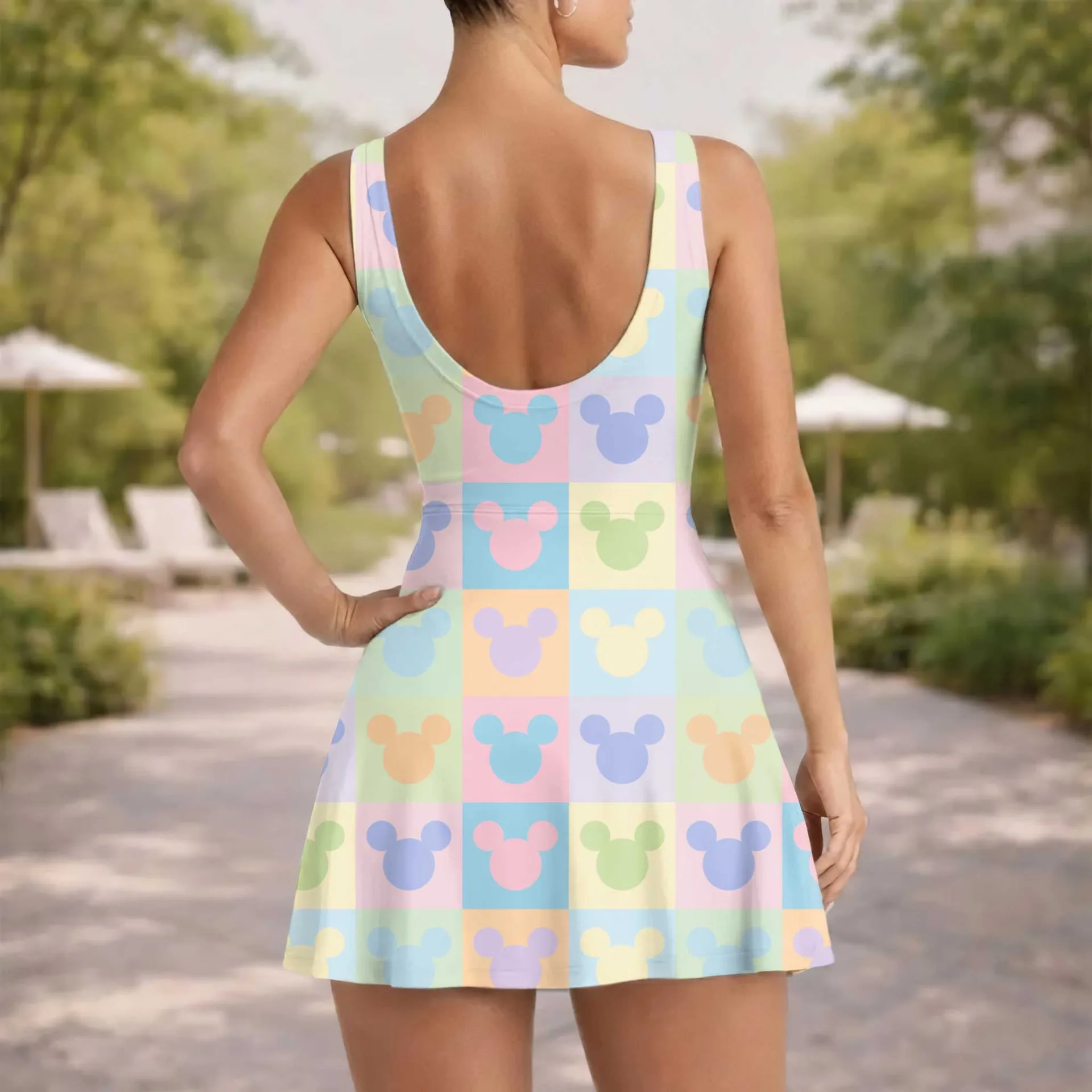 Girls Pastel Mickey Icons Tennis Dress Skirt, Family Matching Disney Outfit - Image 5