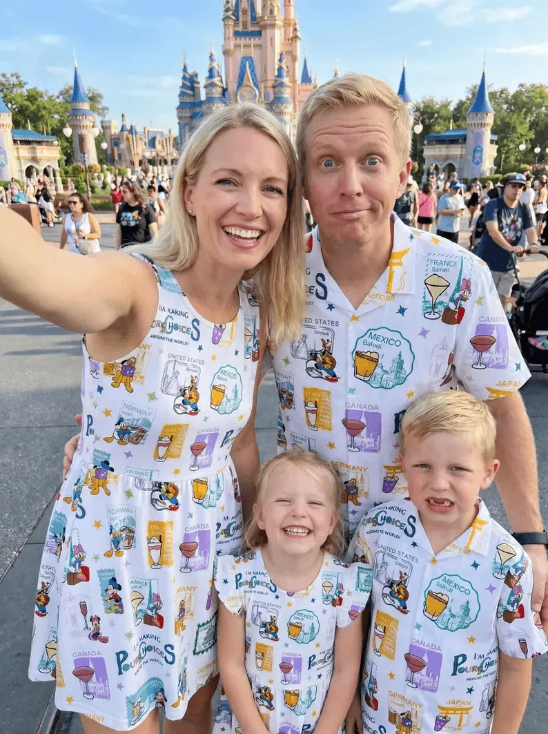 Family EPCOT Mickey Friends Hawaiian Shirt Dress Set, Disney World Matching Outfit