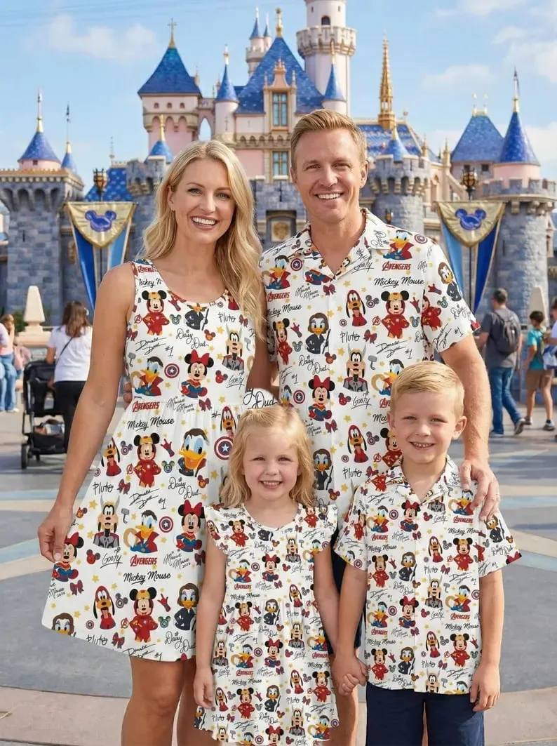 Family Marvel Day At Sea Hawaiian Shirt Dress Set, Disney Cruise Matching Outfit