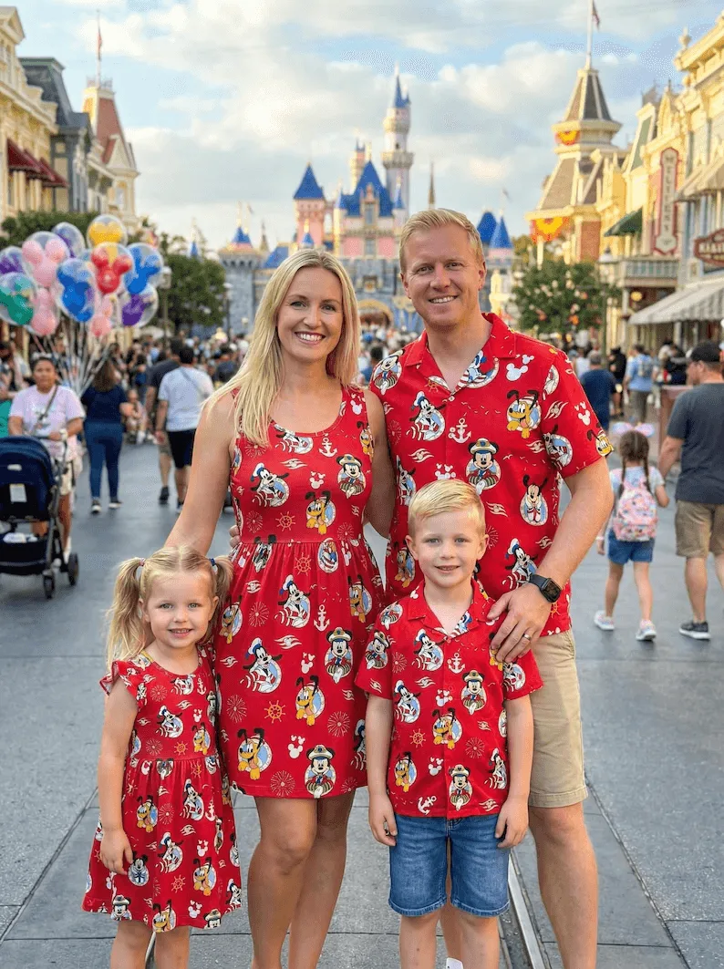 Family Mickey Minnie Sailor Hawaiian Shirt Dress Set, Disney Cruise Matching Outfit