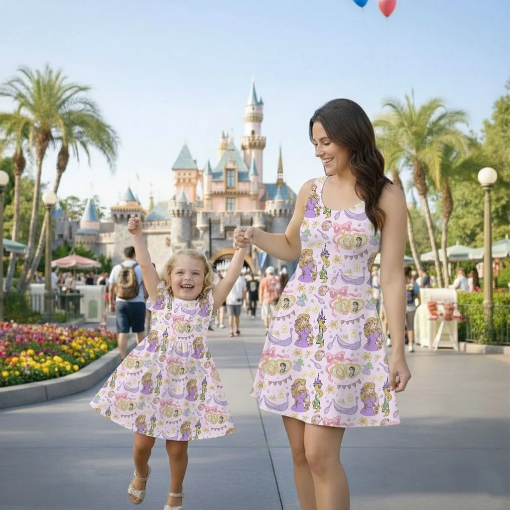Rapunzel Mommy & Me Dress, Mama Mini Princess Matching Outfit - Image 3