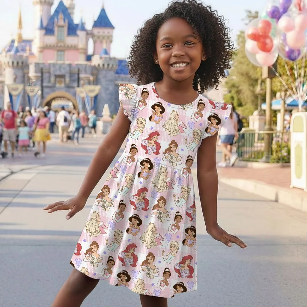 Disney Princess Pink Gingham Mommy & Me Dress, Mama Mini Family Matching Outfit - Image 6
