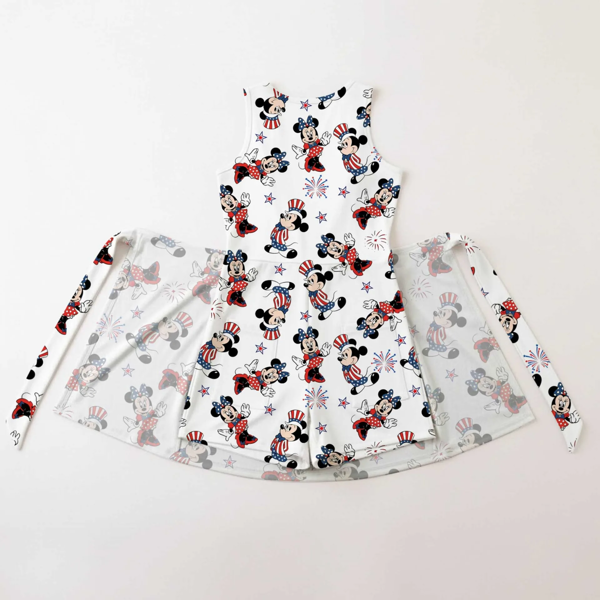 Girls Patriotic Mickey Tennis Dress Skirt, Family Matching Independence Day Outfit - Image 2