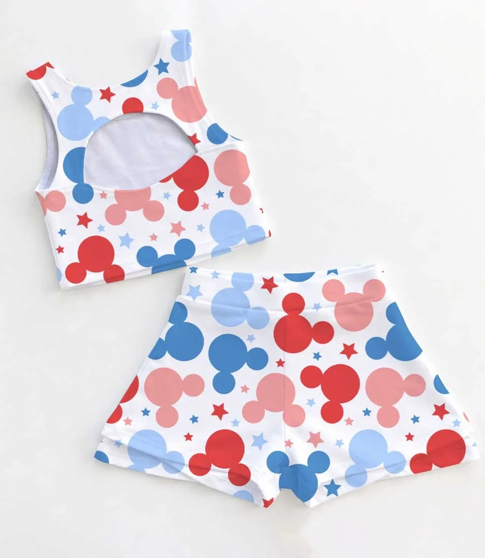 Women's Patriotic Mickey Activewear Set, 4th Of July Athletic Dress & Skort Outfit, Mommy & Me Family Matching - Image 2