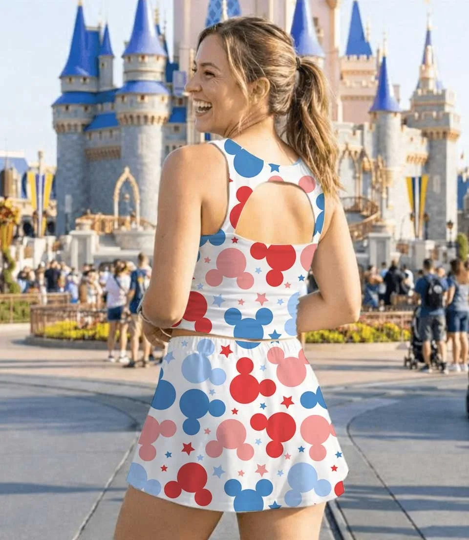 Women's Patriotic Mickey Activewear Set, 4th Of July Athletic Dress & Skort Outfit, Mommy & Me Family Matching - Image 8