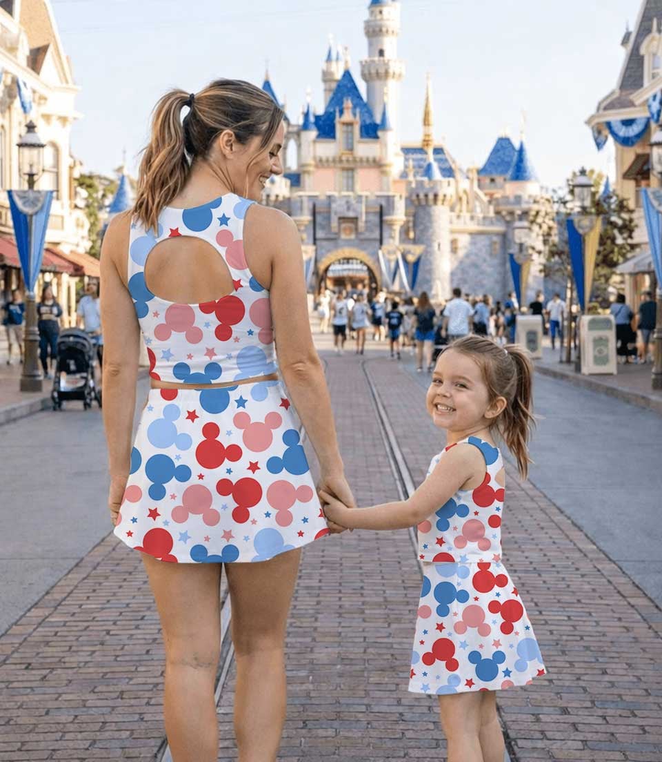 Women's Patriotic Mickey Activewear Set, 4th Of July Athletic Dress & Skort Outfit, Mommy & Me Family Matching - Image 6