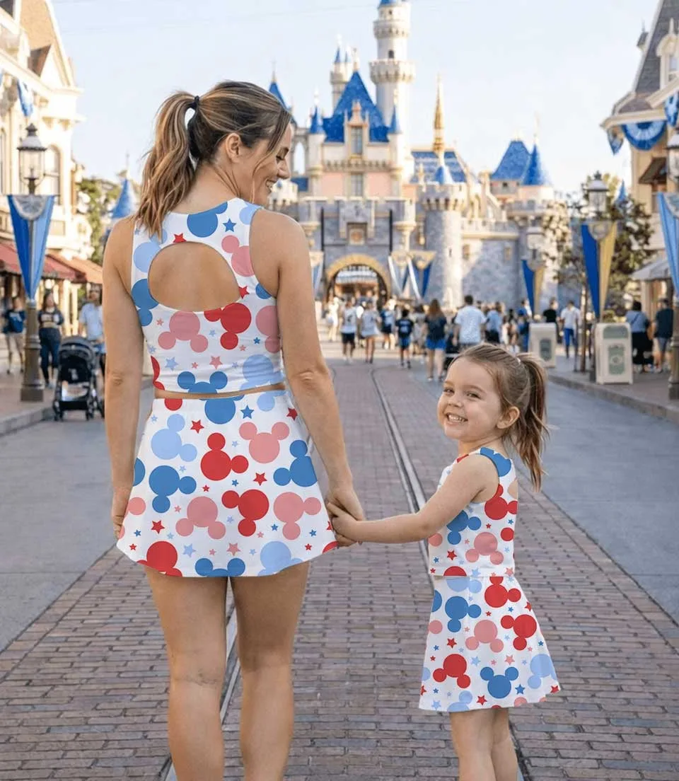 Women's Patriotic Mickey Activewear Set, 4th Of July Athletic Dress & Skort Outfit, Mommy & Me Family Matching - Image 6