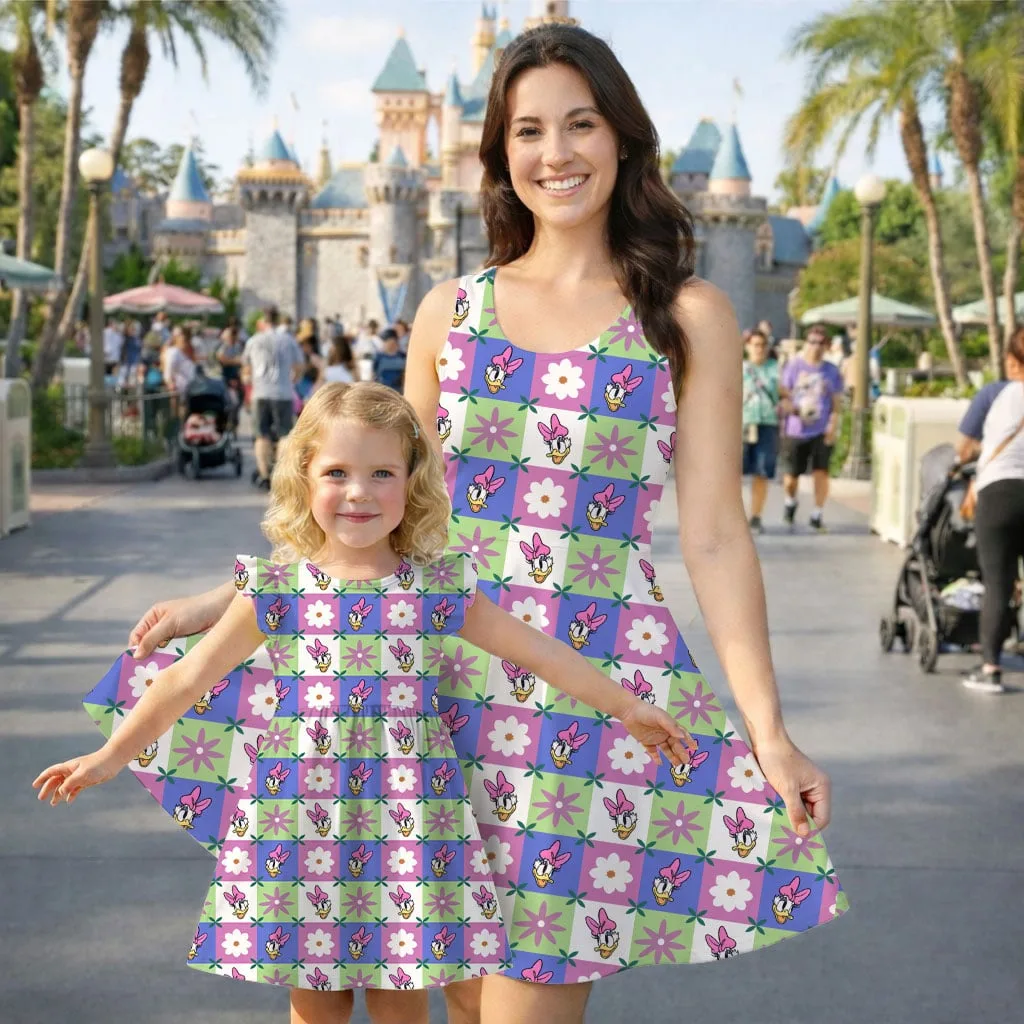 Daisy Duck Gingham Mommy & Me Dress, Mama Mini Floral Matching Outfit - Image 2