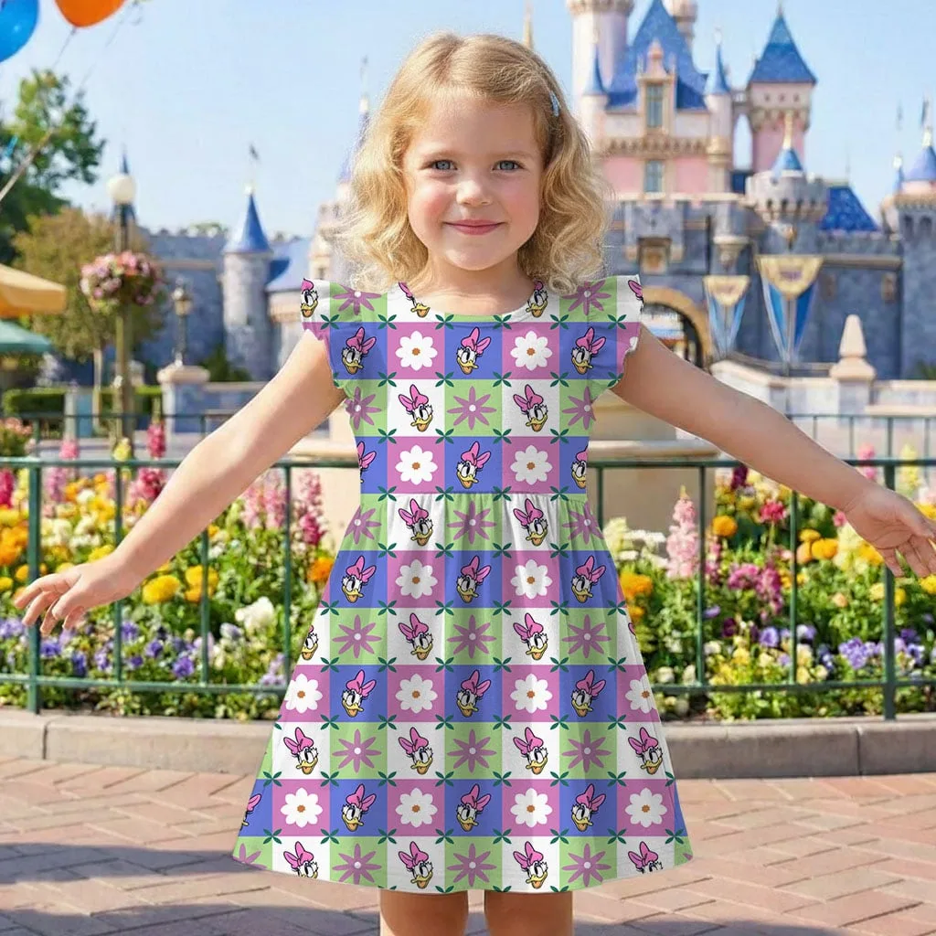 Daisy Duck Gingham Mommy & Me Dress, Mama Mini Floral Matching Outfit - Image 6