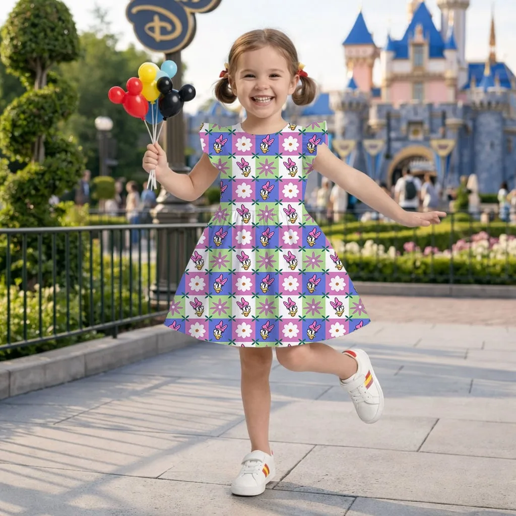 Daisy Duck Gingham Mommy & Me Dress, Mama Mini Floral Matching Outfit - Image 7