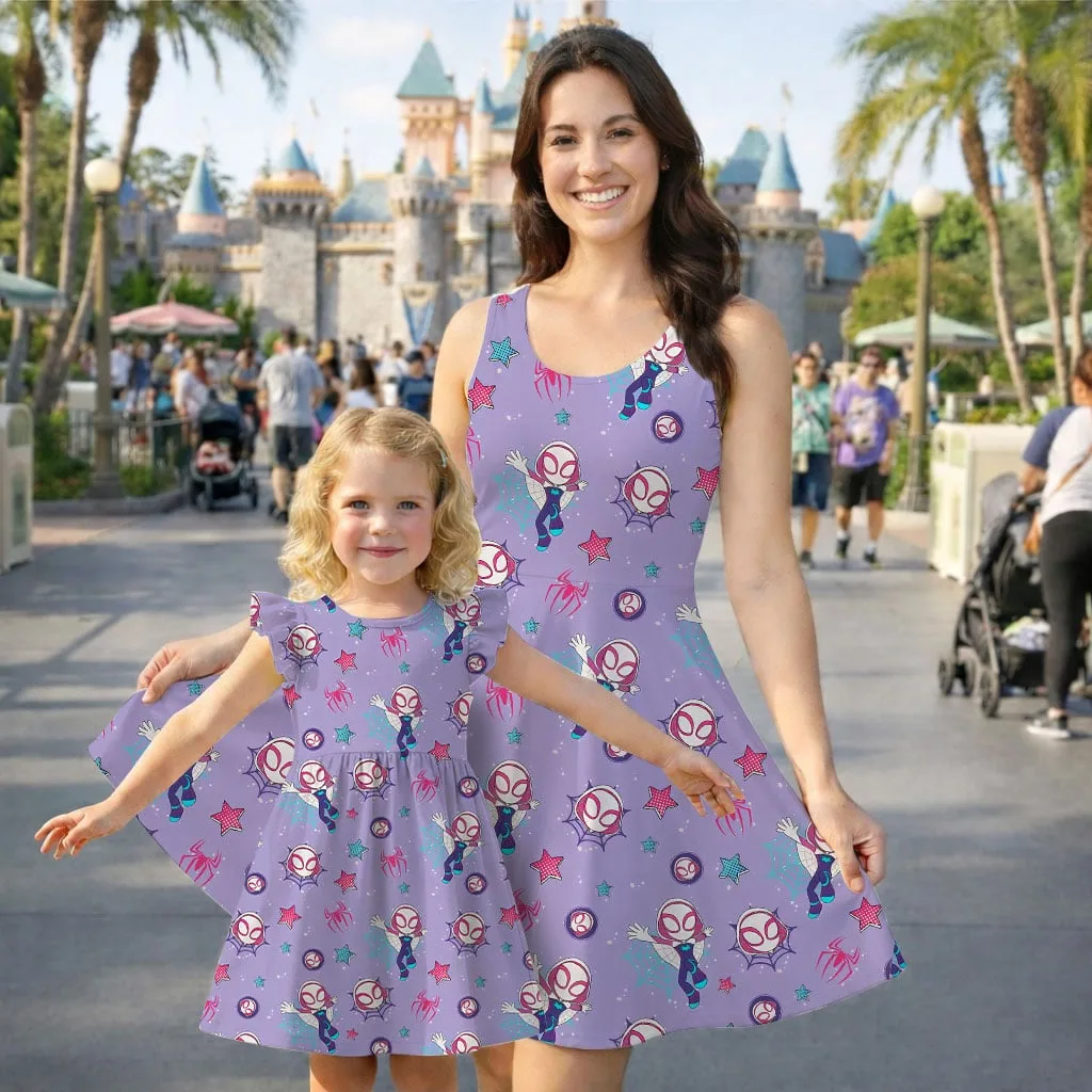 Ghost Spider Mommy & Me Dress, Mama Mini Superhero Matching Outfit - Image 2