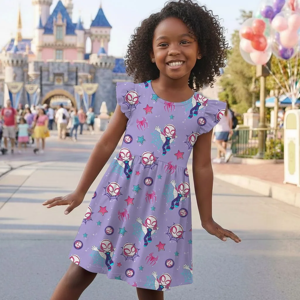 Ghost Spider Mommy & Me Dress, Mama Mini Superhero Matching Outfit - Image 9
