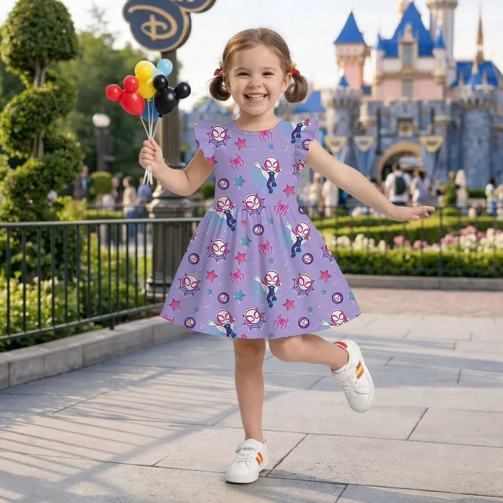 Ghost Spider Mommy & Me Dress, Mama Mini Superhero Matching Outfit - Image 8