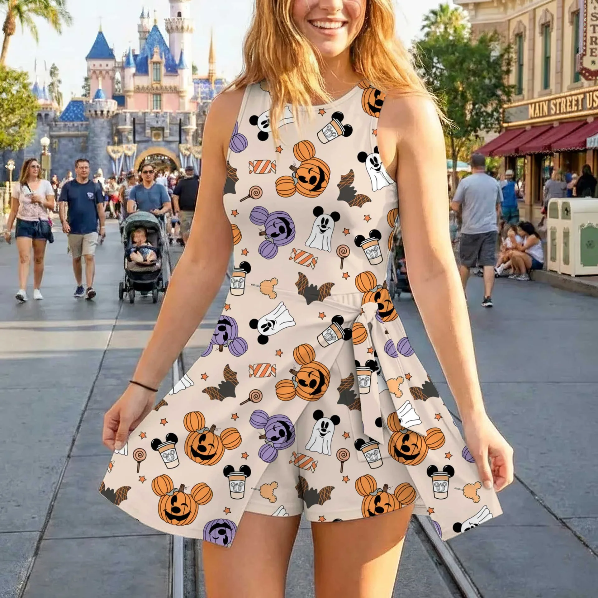 Girls Mickey Pumpkin Tennis Dress Skirt, Family Matching Halloween Outfit - Image 3