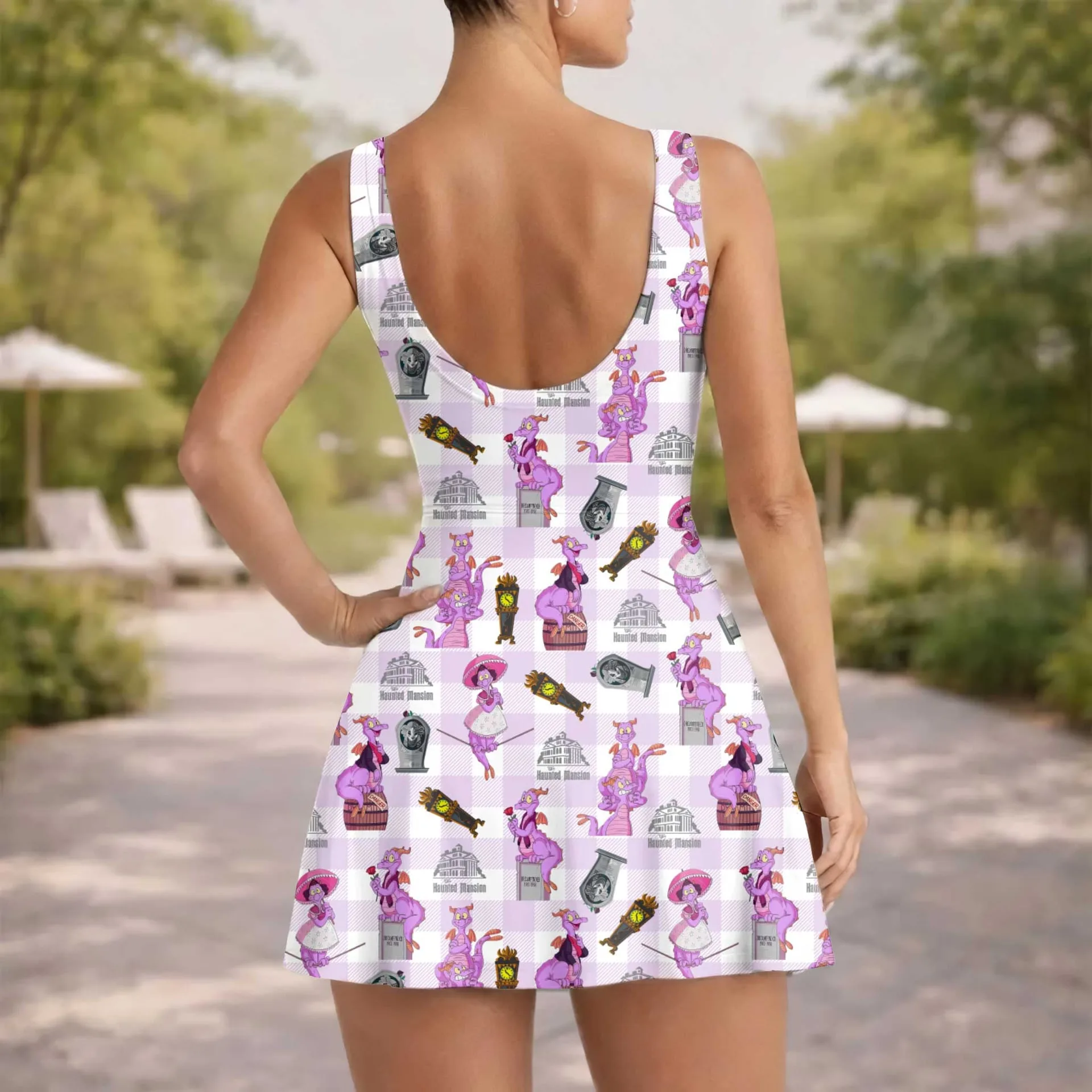 Girls Purple Checkerboard Figment Haunted Mansion Tennis Dress Skirt, Family Matching Disney Outfit - Image 5