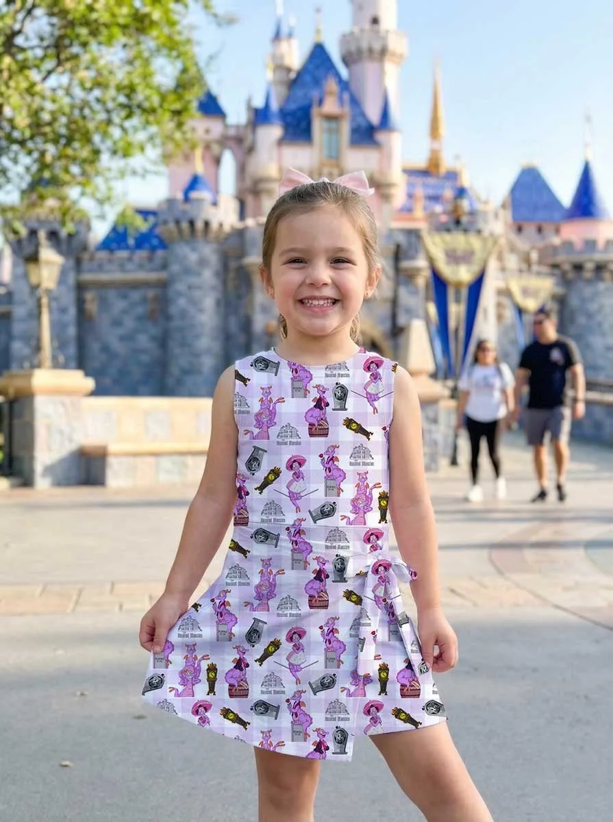 Girls Purple Checkerboard Figment Haunted Mansion Tennis Dress Skirt, Family Matching Disney Outfit - Image 6
