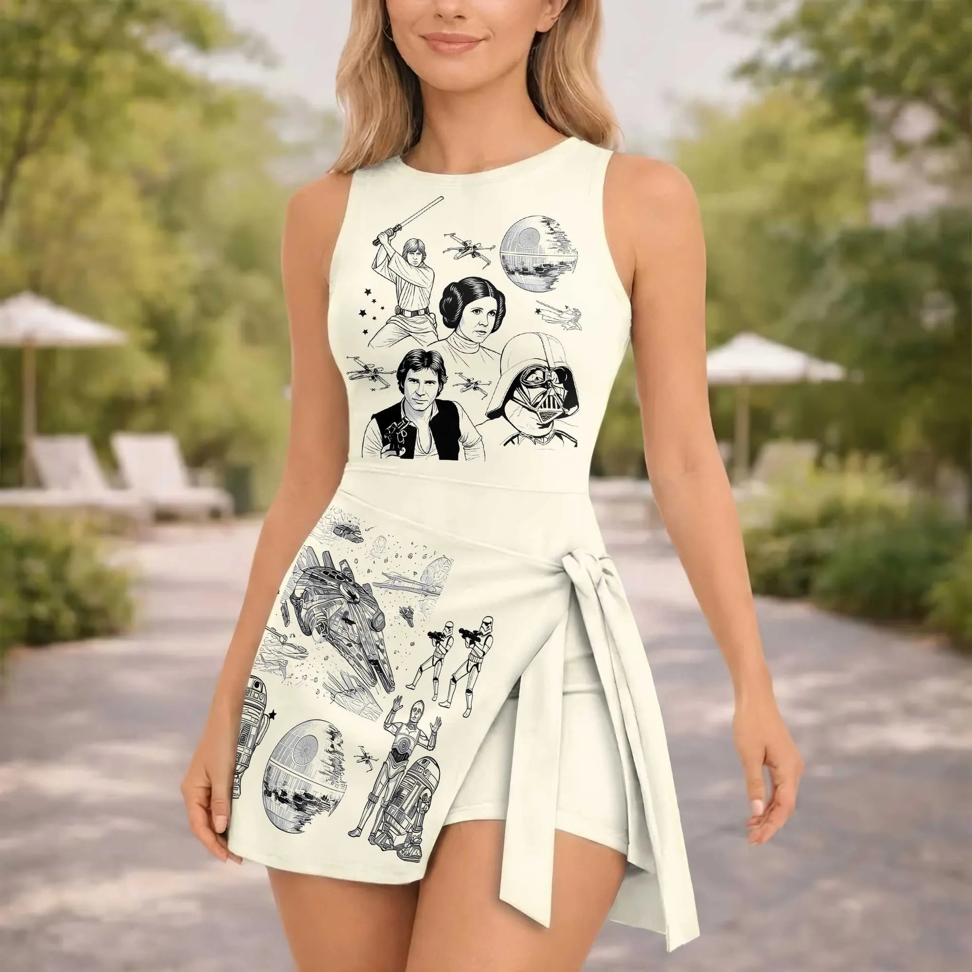 Girls Neutral Star Wars Tennis Dress Skirt, Family Matching Galaxy Outfit - Image 4