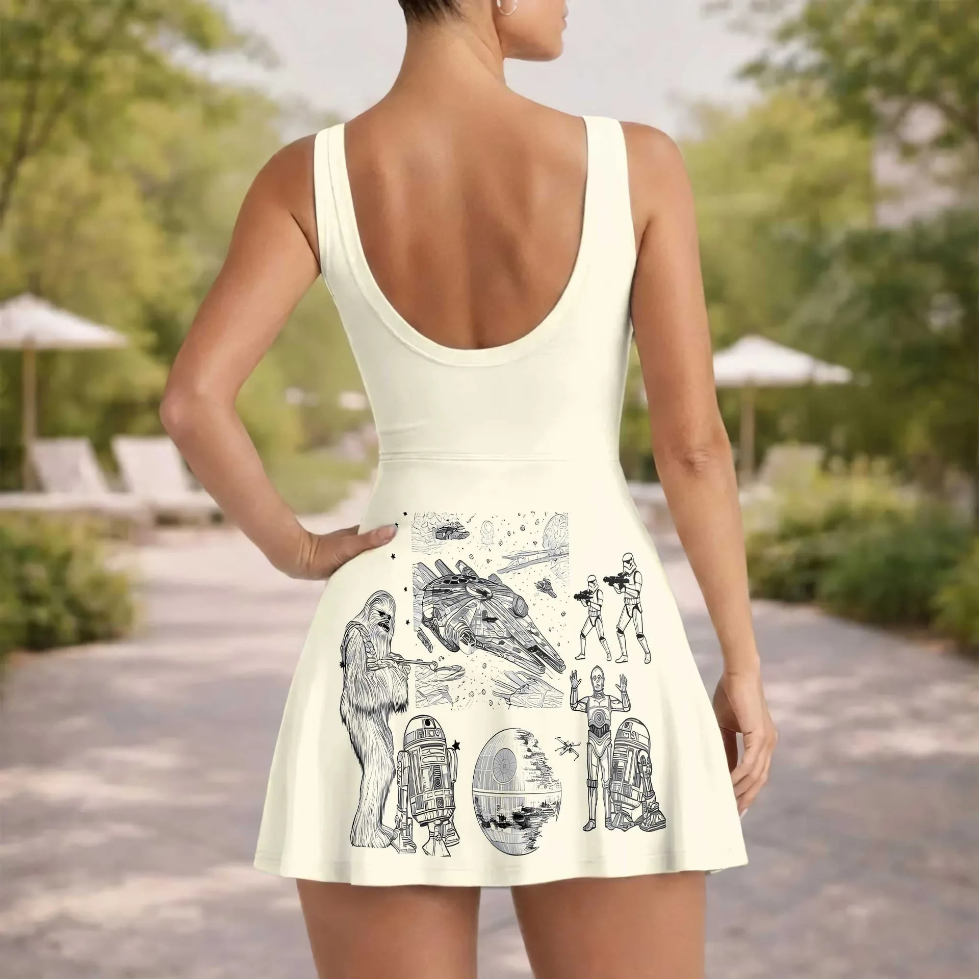 Girls Neutral Star Wars Tennis Dress Skirt, Family Matching Galaxy Outfit - Image 5