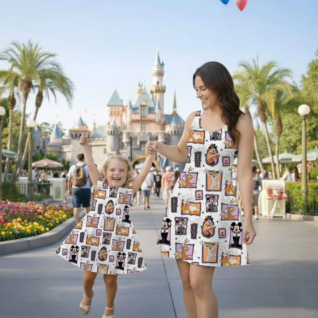 Mickey and Friends Halloween Portrait Mommy & Me Dress, Mama Mini Spooky Matching Outfit - Image 4