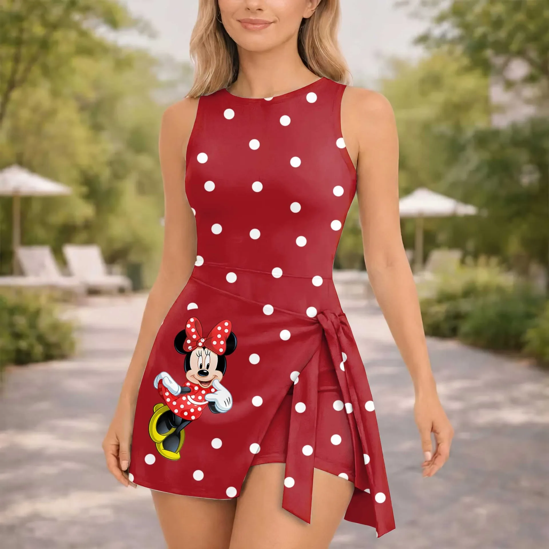 Minnie Red Dot Tennis Dress Skirt, Polka Christmas Matching Disney Outfit - Image 4