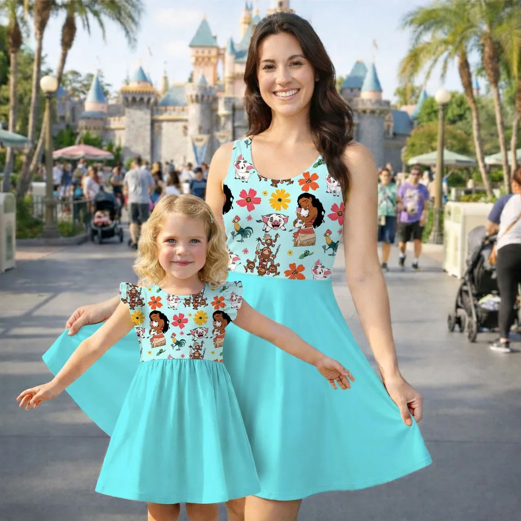 Moana Tropical Mommy & Me Dress, Mama Mini Island Matching Outfit - Image 2