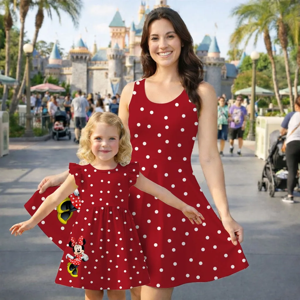 Minnie Mouse Polka Dot Mommy & Me Dress, Mama Mini Family Matching Outfit - Image 2