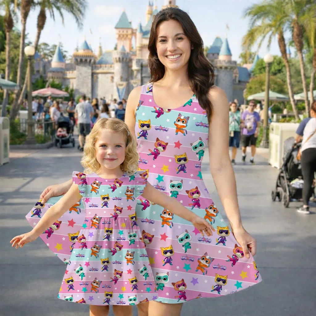SuperKitties Mommy & Me Dress, Mama Mini Superhero Matching Outfit - Image 2