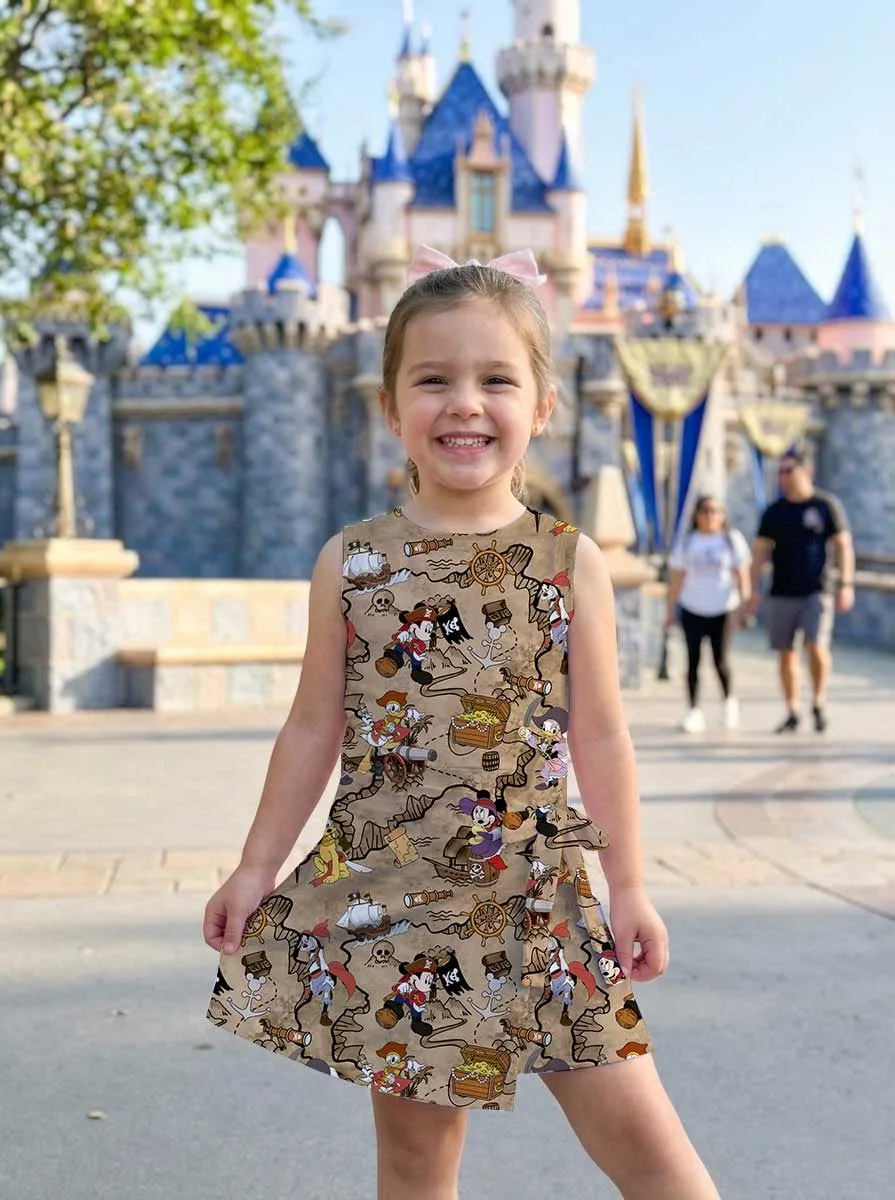 Girls Mickey Friends Treasure Map Tennis Dress Skirt, Family Matching Disney Outfit - Image 6