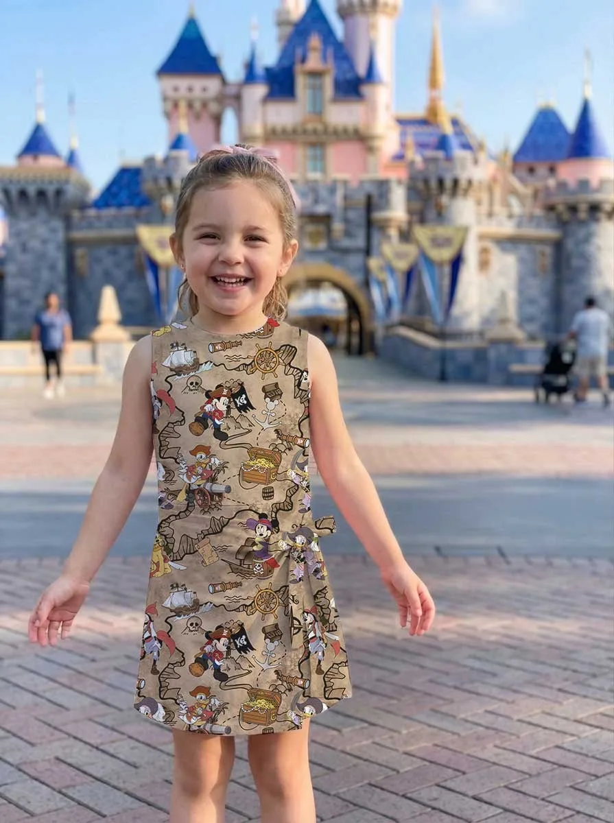 Girls Mickey Friends Treasure Map Tennis Dress Skirt, Family Matching Disney Outfit - Image 8