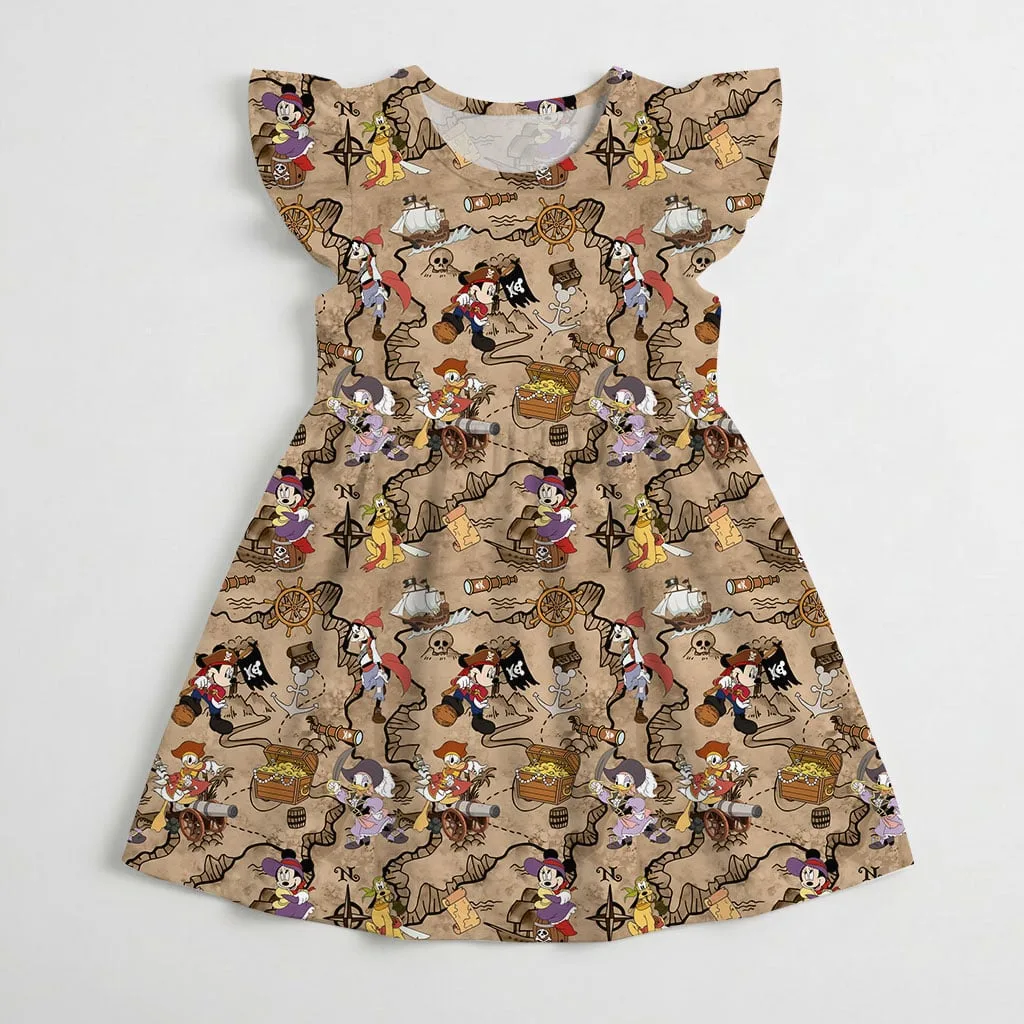 Mickey and Friends Treasure Map Mommy & Me Dress, Mama Mini Adventure Matching Outfit - Image 4