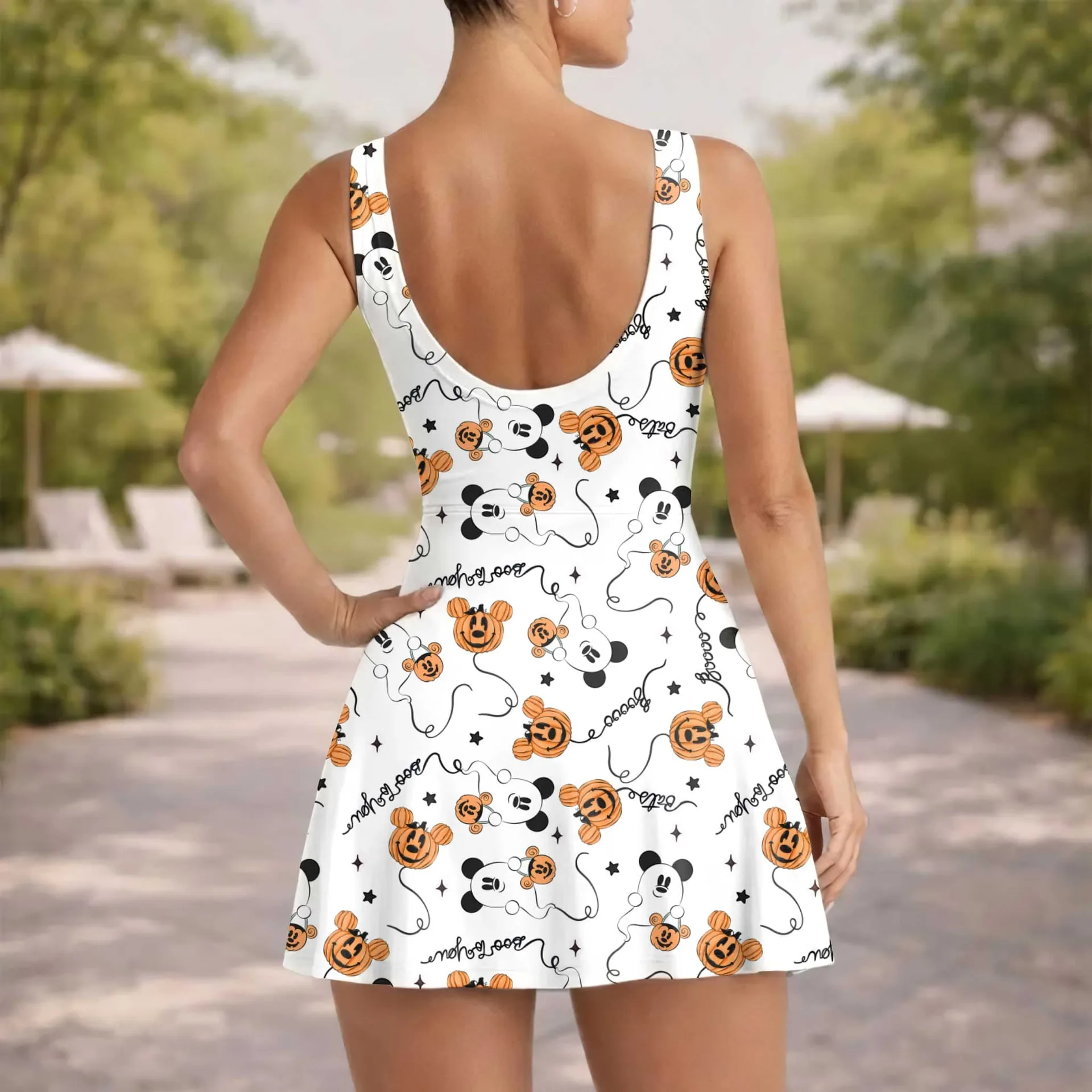 Girls Mickey Pumpkin Balloons Tennis Dress Skirt, Family Matching Halloween Outfit - Image 5