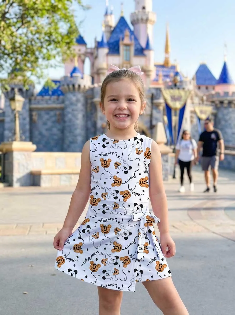 Girls Mickey Pumpkin Balloons Tennis Dress Skirt, Family Matching Halloween Outfit - Image 6