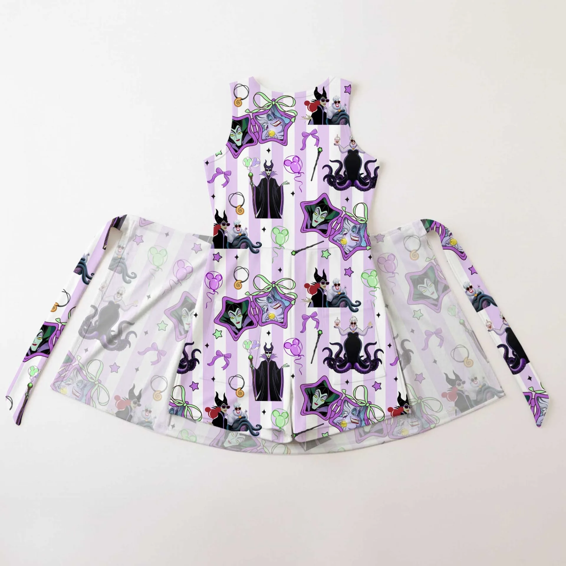 Girls Disney Villains Purple Stripe Tennis Dress Skirt, Family Matching Disney Outfit - Image 2