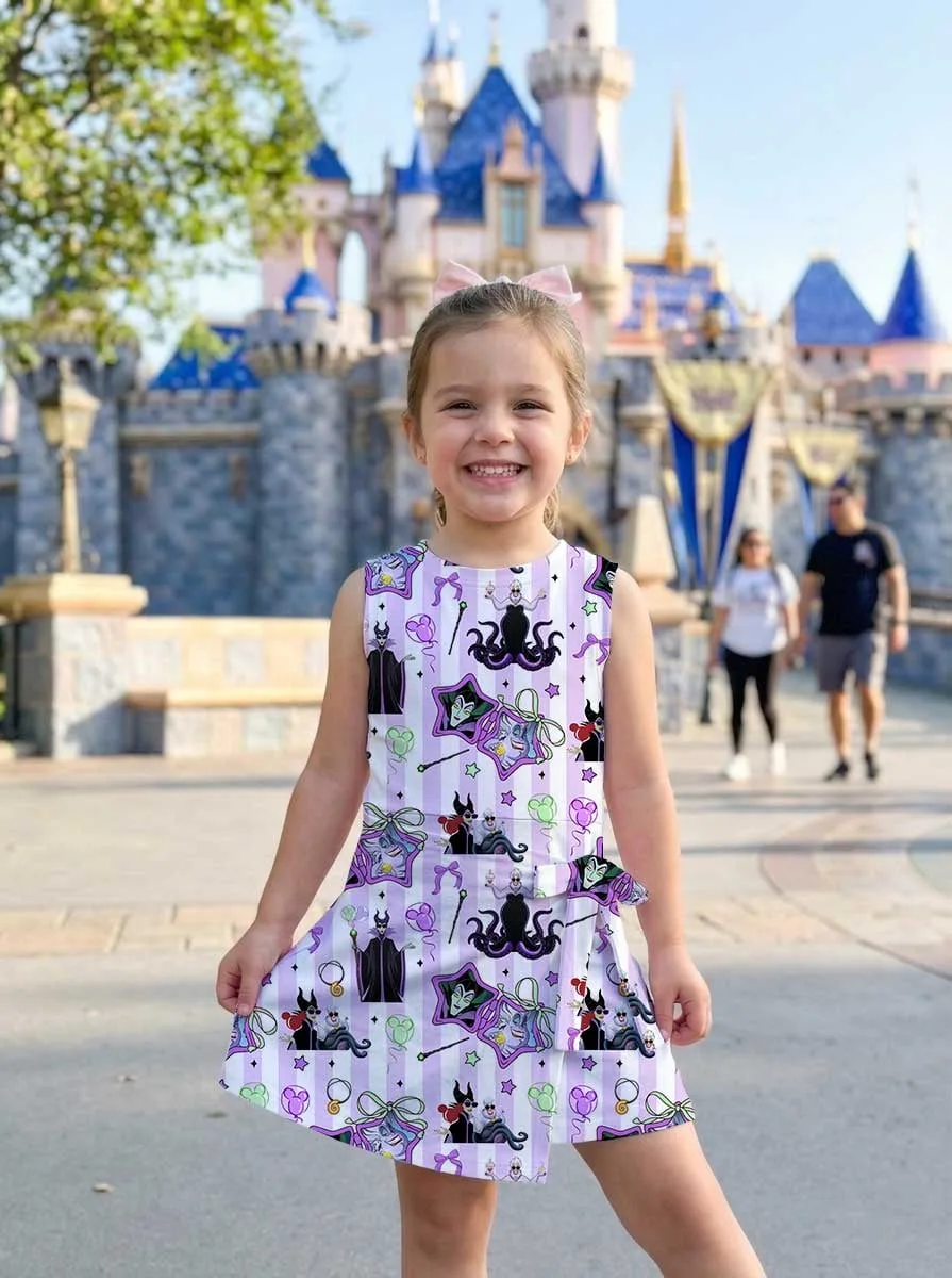 Girls Disney Villains Purple Stripe Tennis Dress Skirt, Family Matching Disney Outfit - Image 6